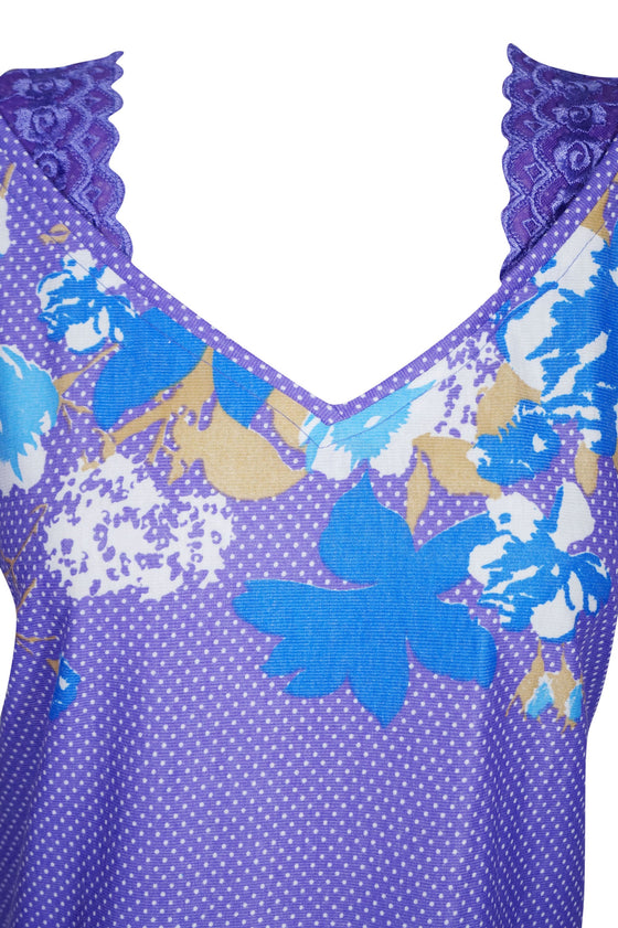 Maxi Dress, Purple Floral Maternity Dress, Sleepwear Dresses, L