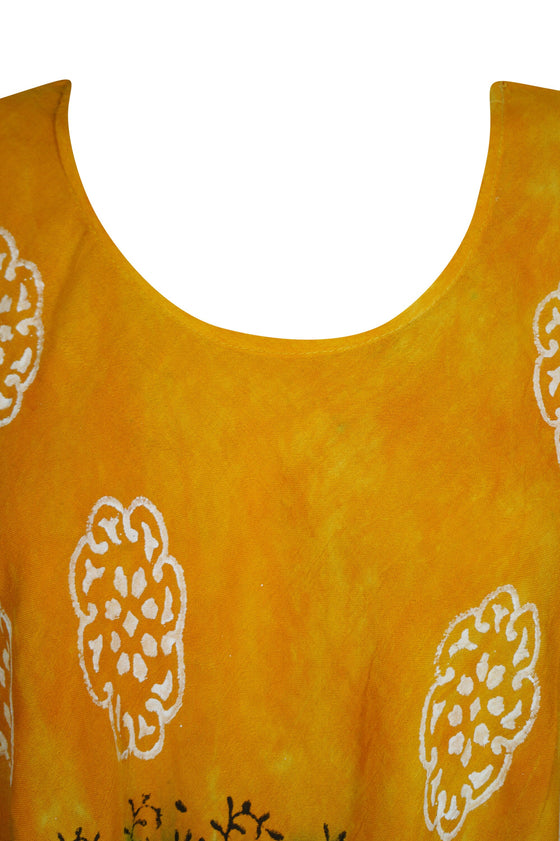Summer Dresses, Orange Blue Tie Dye Midi Dress, XL