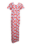 Nightgown Caftan Dress, Kaftan, Red White Floral Printed L