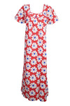 Nightgown Caftan Dress, Kaftan, Red White Floral Printed L