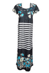 Soft Flowy Nightgown Caftan Dresses, Kaftan Maxi Dress Black White Lounger L