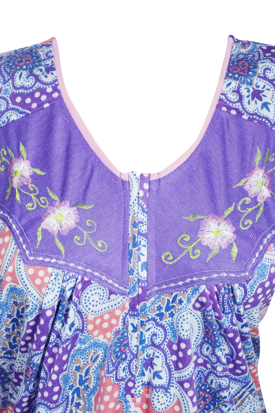 Caftan Maxi Dress, Caftan, Boho Purple Floral Nightgown M