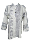 Boho Yoga Shirt, Soft White Spiritual Print Shirt, M
