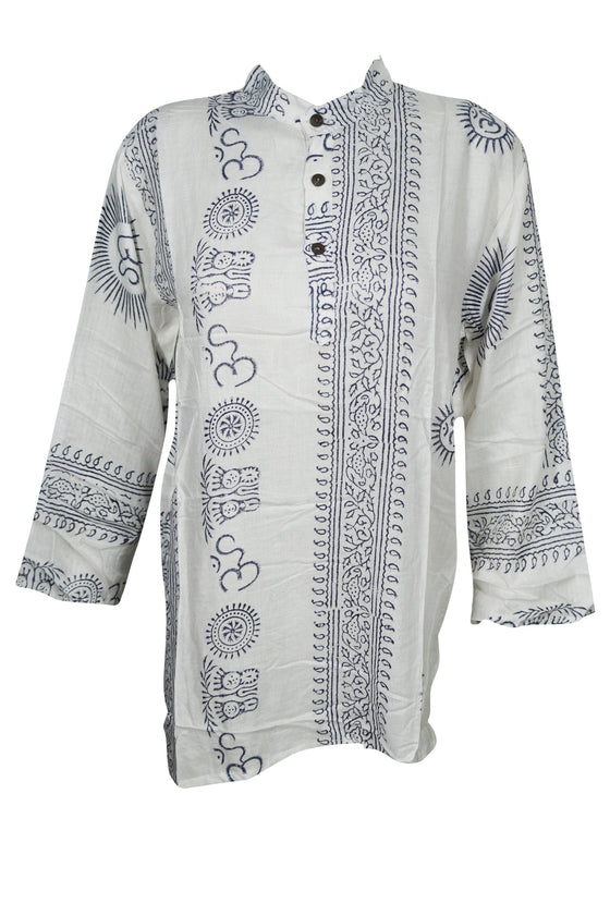 Boho Yoga Shirt, Soft White Spiritual Print Shirt, M