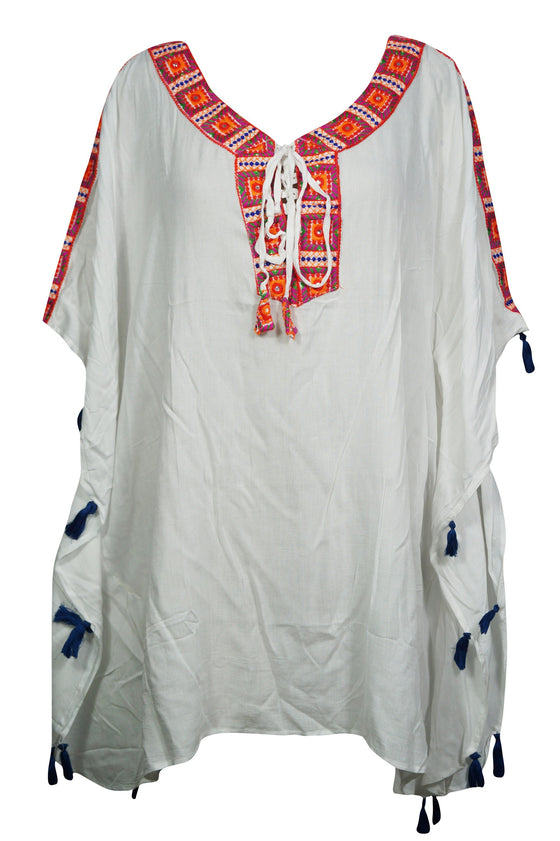 short white kaftan dress Johnny Was Women's Short Kaftan in White, Size PXS