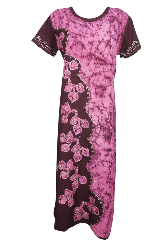 Casual Maxi Dress, Pink Brown Tie Dye long dress L/XL