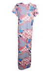 Maxi Caftan Dress, Muumuu, Pink Floral Printed Short M