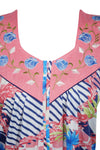 Maxi Caftan Dress, Muumuu, Pink Floral Printed Short M