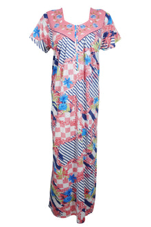  Maxi Caftan Dress, Muumuu, Pink Floral Printed Short M