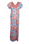 Womans Nightgown Caftan Dresses, Kaftan Maxi Dress Red Blue Floral M