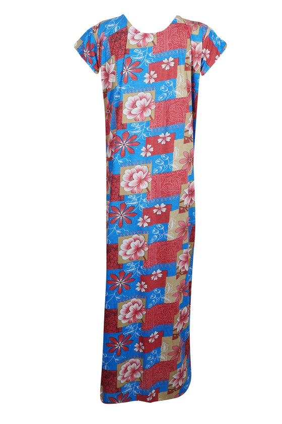 Maxi Dress, Lounger, Patio dress, Boho Red Blue L