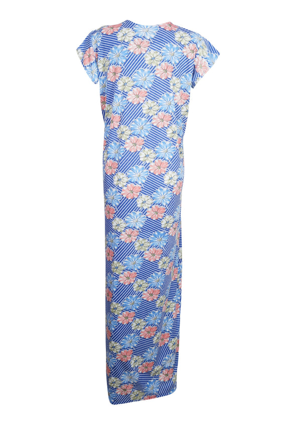 Maxi Dress, Blue Floral Maternity Dress, Sleepwear Dresses, M