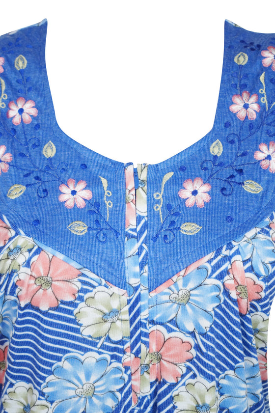 Maxi Dress, Blue Floral Maternity Dress, Sleepwear Dresses, M