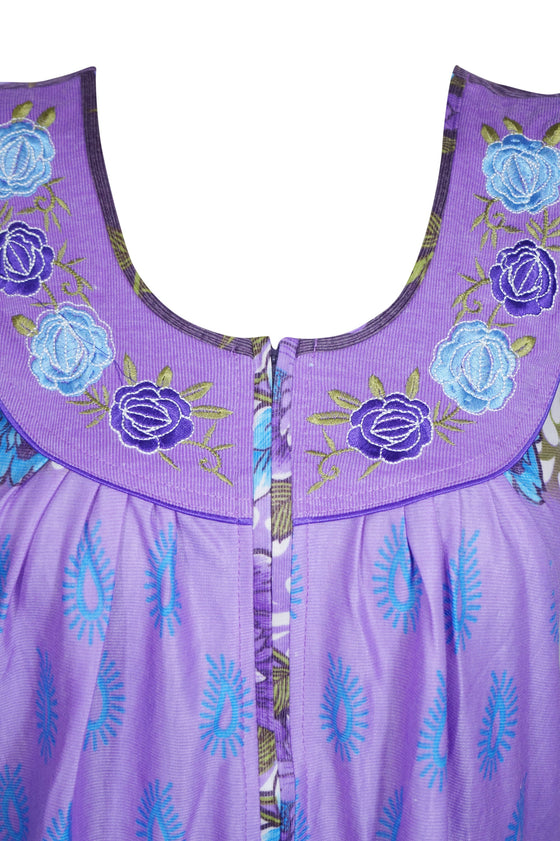 Caftan Maxi Dress, Caftan, Boho Purple Floral Nightgown M