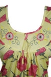 Yellow Caftan Dresses, Kaftan Maxi Dress Boho Resort Cruise Floral Lounge Dresses M