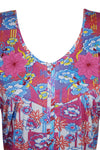 Maxi Caftan Dress, Muumuu, Pink Floral Printed Short M