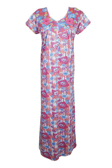  Maxi Caftan Dress, Muumuu, Pink Floral Printed Short M