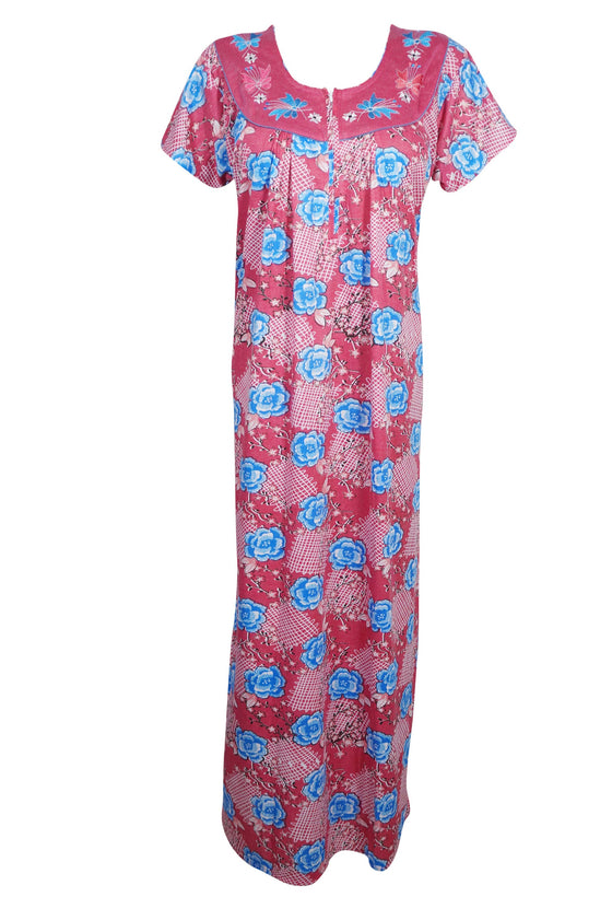 Nightgown Kaftan, Pink Blue Nightdress, Maxi Caftan Casual M