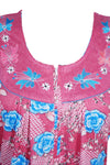 Nightgown Kaftan, Pink Blue Nightdress, Maxi Caftan Casual M