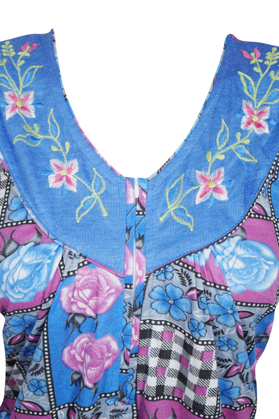 Caftan Maxi Dress, Caftan, Boho Blue Pink Floral S/M