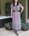 Maxi Dress, Blue Black Printed Ankle Length Soft L