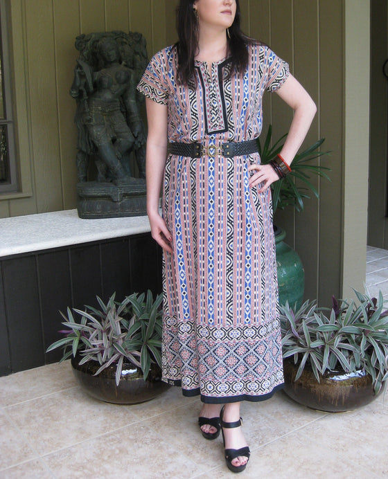 Caftan Maxi Dresses, Maternity Dress, Pink White Floral M