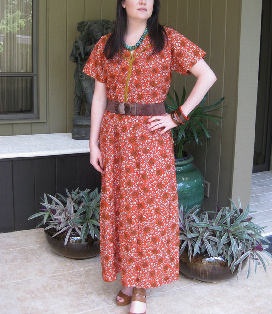 Caftan Maxi Dresses, Maternity Dress, Pink White Floral M
