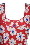 Nightgown Caftan Dress, Kaftan, Red White Floral Printed L