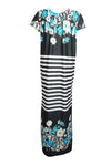 Soft Flowy Nightgown Caftan Dresses, Kaftan Maxi Dress Black White Lounger L