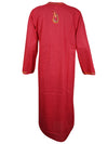 Womens Long Tunic Dress Red Hand Embroidered Kurti Kaftan M