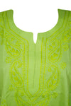 Summer Embroidered Lime Green Handmade Tunic Top M