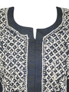 Women Hand Embroidered Black Cotton Long Tunic L