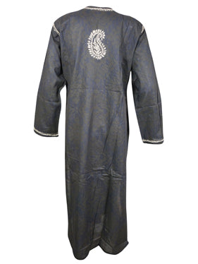 Women Hand Embroidered Black Cotton Long Tunic L