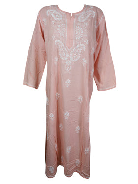 Women's Tunic Kaftan Dress Cotton Pink Tunic L