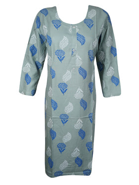Women's Printed Long Tunic Caftan Blue Bohemian Kaftan L