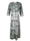 Boho Indi Tunic Dress Kurti For Woman, Gray White M