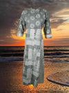 Boho Indi Tunic Dress Kurti For Woman, Gray White M