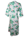 Womans Boho Maxi Dress Cotton White Green Dresses S/M