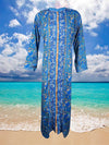 Womens Blue Silk Kaftan Dress