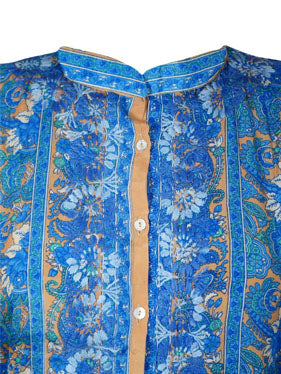 Womens Blue Silk Kaftan Dress