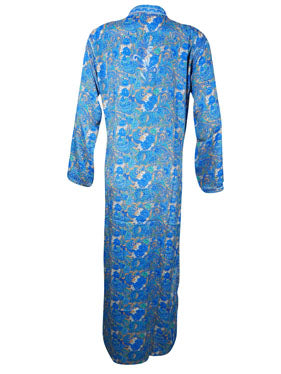 Womens Blue Silk Kaftan Dress