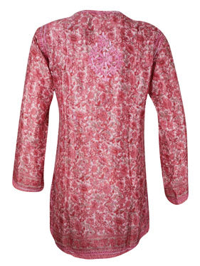 Womens Tunic Blouse, Pink Paisley Printed Tunic S