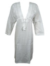 Womens White Cotton Tunic Beach Dress S