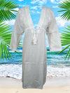 Womens White Cotton Tunic Beach Dress S