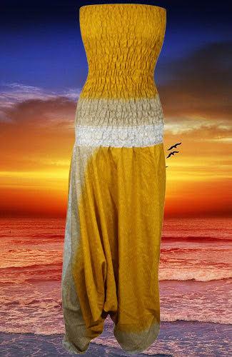 Womens Harem Jumpsuit Boho Beach Wear Golden Tube Dress Onesize