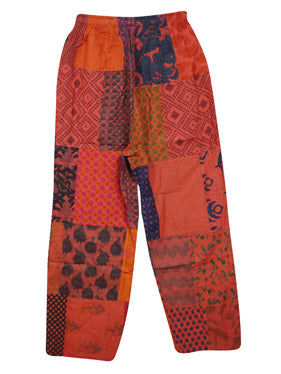 Boho Hippy Gypsy Pants  Red Patchwork S/M/L