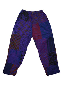  Boho Hippie Pants Blue Patchwork Cotton Pajama S/M/L