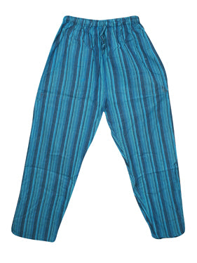 Boho Harem Pants Blue Stripe Hippie Cotton Pants  S/M