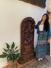 Printed Indian wrap Skirts, Jaipuri Wrap around Blue Peacock Maxi Cotton Travel Skirt Onesize