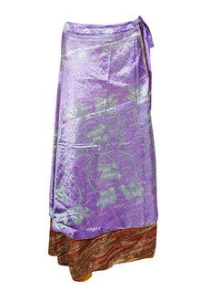  Wrap Skirt Purple Handmade Recycled Silk Reversible Maxi Skirt